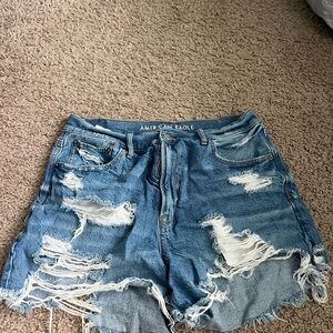 American Eagle Outfitters Ripped Light Blue Jean Shorts